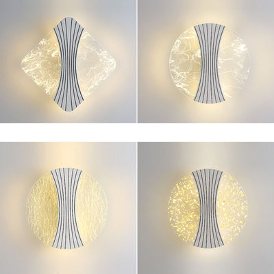 Contemporary Luxury Water Ripple Texture Geometric Square Acrylic Shade LED Wall Sconce Lamp For Living Room