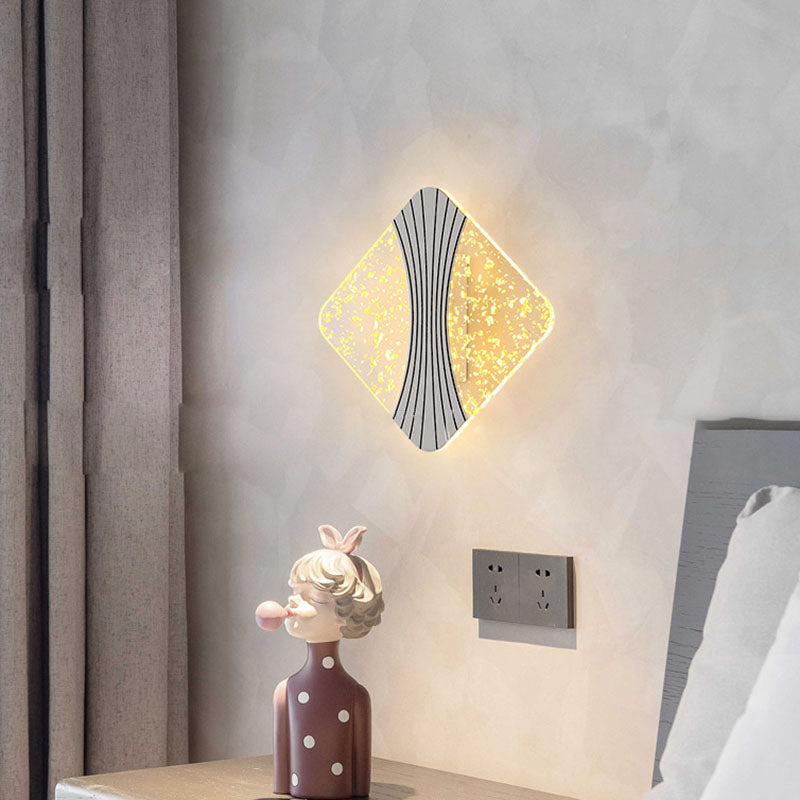 Contemporary Luxury Water Ripple Texture Geometric Square Acrylic Shade LED Wall Sconce Lamp For Living Room