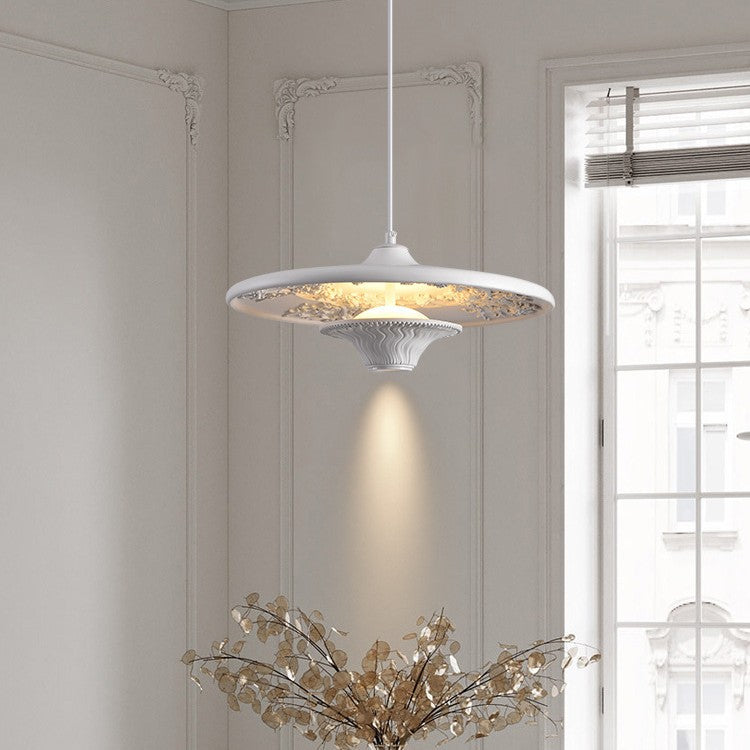 Traditional French Stainless Steel Resin Flying Saucer LED Pendant Light For Living Room