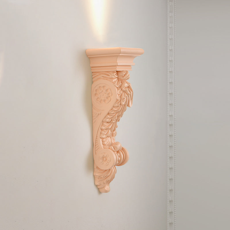 Traditional French Carving Plaster Column LED Wall Sconce Lamp For Dining Room