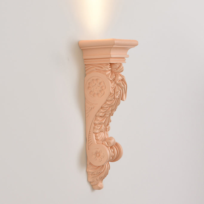 Traditional French Carving Plaster Column LED Wall Sconce Lamp For Dining Room