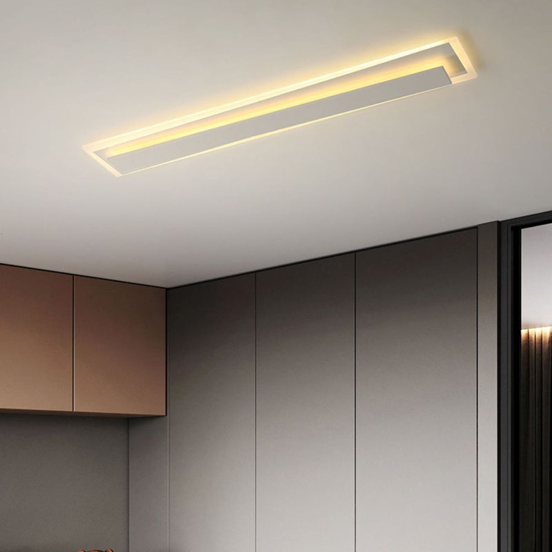 Contemporary Nordic Aluminum Acrylic Straight Line LED Flush Mount Ceiling Light For Bedroom