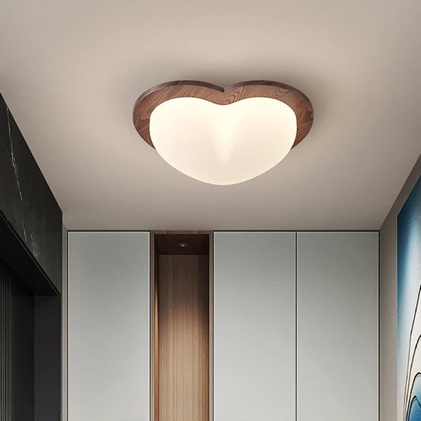 Contemporary Nordic Rubber Wood PE Star Bubble Shade LED Flush Mount Ceiling Light For Bedroom