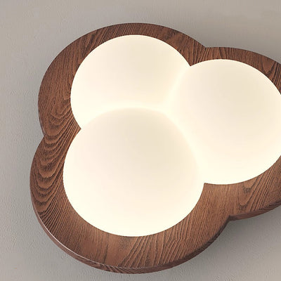 Contemporary Nordic Rubber Wood PE Star Bubble Shade LED Flush Mount Ceiling Light For Bedroom