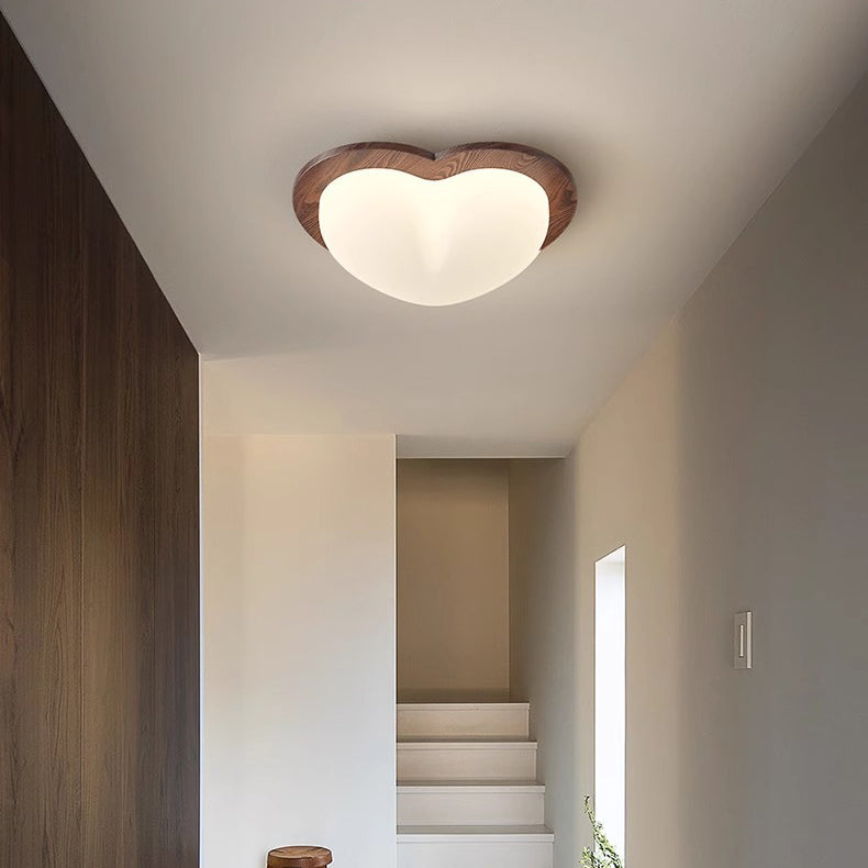 Contemporary Nordic Rubber Wood PE Star Bubble Shade LED Flush Mount Ceiling Light For Bedroom