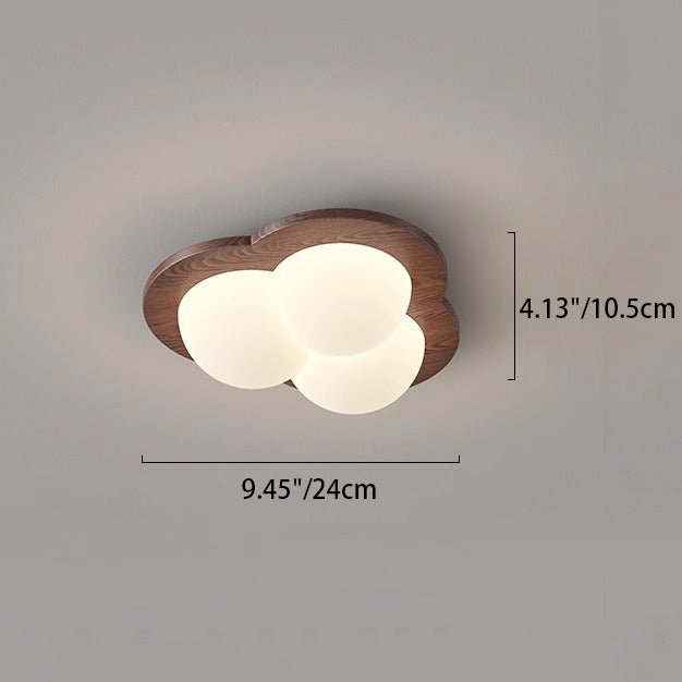 Contemporary Nordic Rubber Wood PE Star Bubble Shade LED Flush Mount Ceiling Light For Bedroom