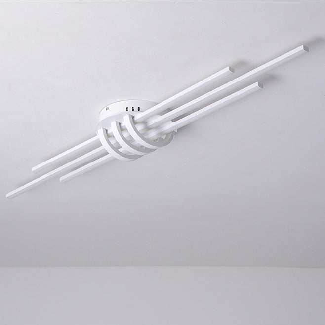 Contemporary Simplicity Aluminum Long Strip PVC Shade LED Flush Mount Ceiling Light For Bedroom