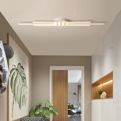 Contemporary Simplicity Aluminum Long Strip PVC Shade LED Flush Mount Ceiling Light For Bedroom