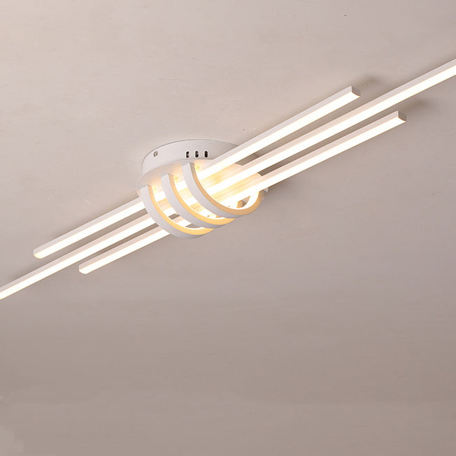 Contemporary Simplicity Aluminum Long Strip PVC Shade LED Flush Mount Ceiling Light For Bedroom