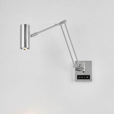 Zeitgenössische Einfachheit Zylinder Eisen Aluminium Verstellbarer Arm LED Wandleuchte für Wohnzimmer 