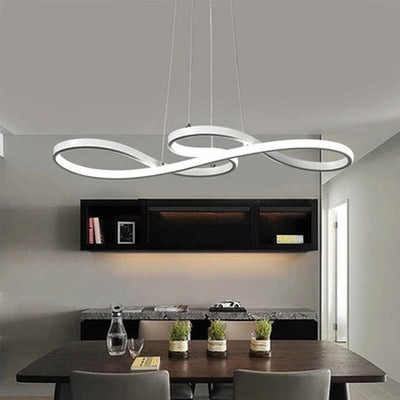 Modern Minimalist Spiral Aluminum Strip Acrylic LED Pendant Light Island Light For Living Room