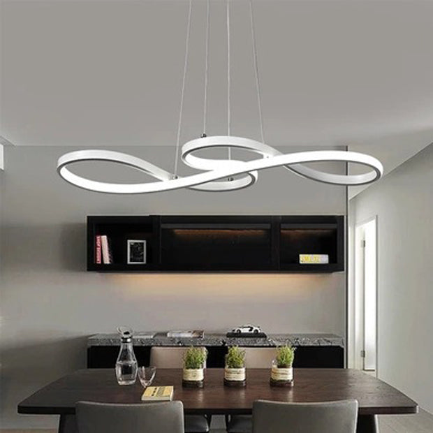 Modern Minimalist Spiral Aluminum Strip Acrylic LED Pendant Light Island Light For Living Room