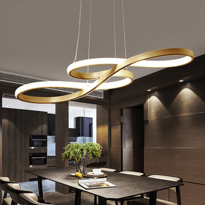 Modern Minimalist Spiral Aluminum Strip Acrylic LED Pendant Light Island Light For Living Room