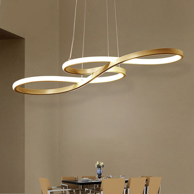 Modern Minimalist Spiral Aluminum Strip Acrylic LED Pendant Light Island Light For Living Room