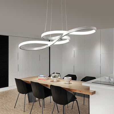 Modern Minimalist Spiral Aluminum Strip Acrylic LED Pendant Light Island Light For Living Room