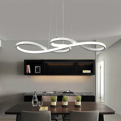 Modern Minimalist Spiral Aluminum Strip Acrylic LED Pendant Light Island Light For Living Room