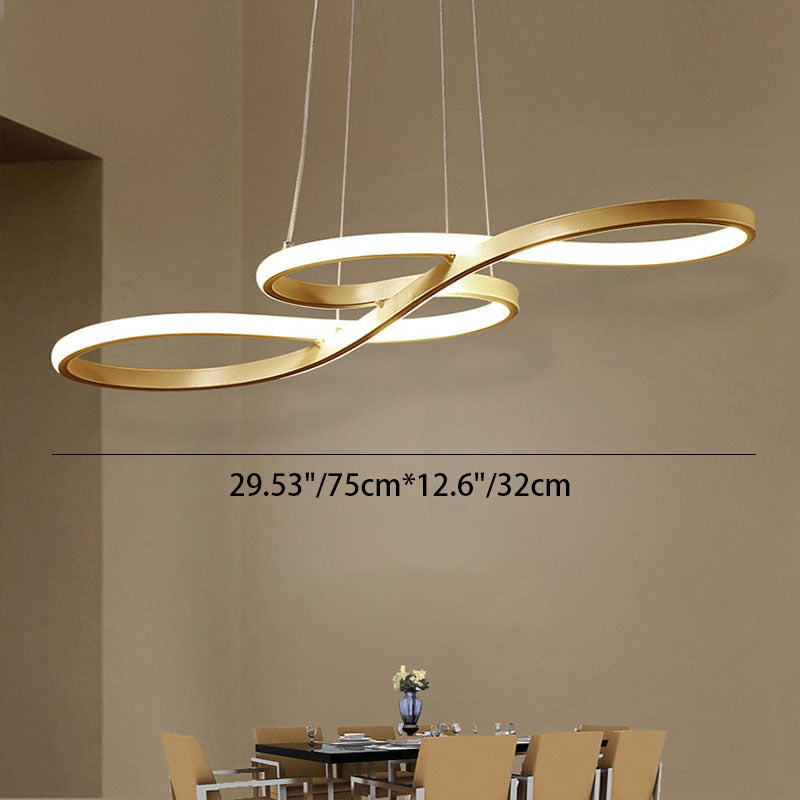 Modern Minimalist Spiral Aluminum Strip Acrylic LED Pendant Light Island Light For Living Room