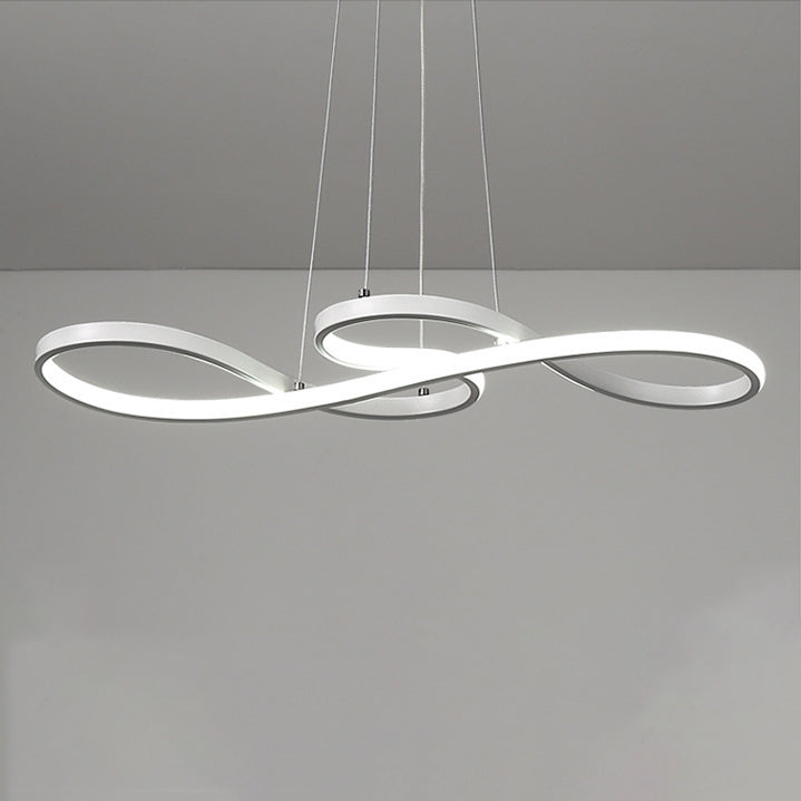 Modern Minimalist Spiral Aluminum Strip Acrylic LED Pendant Light Island Light For Living Room