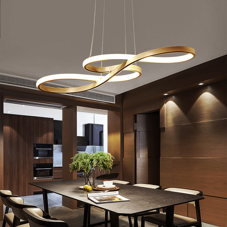 Modern Minimalist Spiral Aluminum Strip Acrylic LED Pendant Light Island Light For Living Room