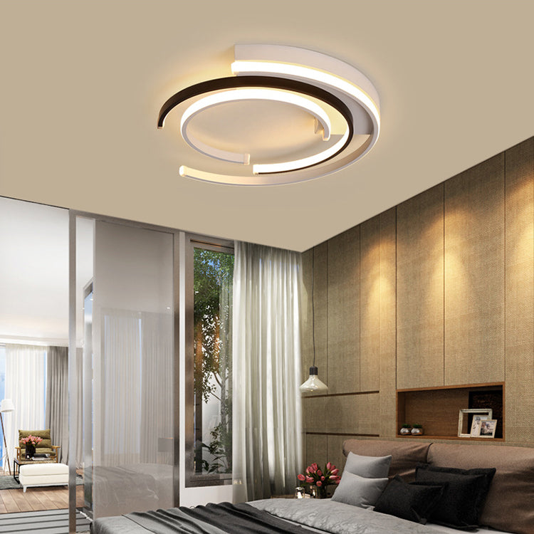 Contemporary Nordic Acrylic Iron Aluminum Round Shade LED Flush Mount Ceiling Light For Bedroom