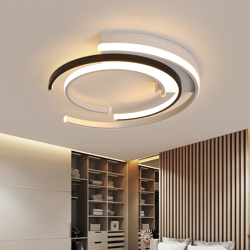 Contemporary Nordic Acrylic Iron Aluminum Round Shade LED Flush Mount Ceiling Light For Bedroom