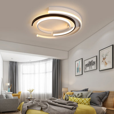 Contemporary Nordic Acrylic Iron Aluminum Round Shade LED Flush Mount Ceiling Light For Bedroom