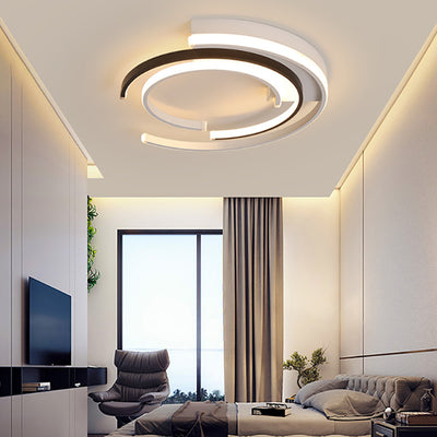 Contemporary Nordic Acrylic Iron Aluminum Round Shade LED Flush Mount Ceiling Light For Bedroom