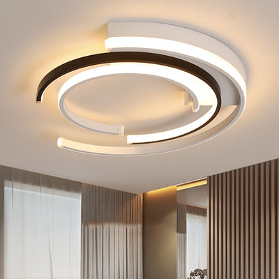 Contemporary Nordic Acrylic Iron Aluminum Round Shade LED Flush Mount Ceiling Light For Bedroom