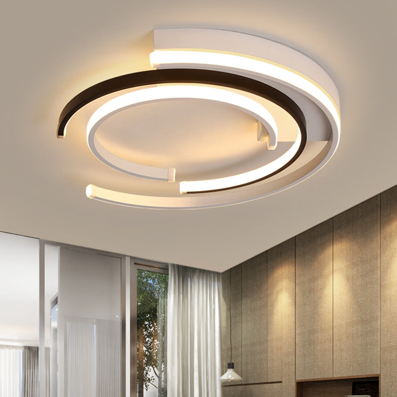 Contemporary Nordic Acrylic Iron Aluminum Round Shade LED Flush Mount Ceiling Light For Bedroom