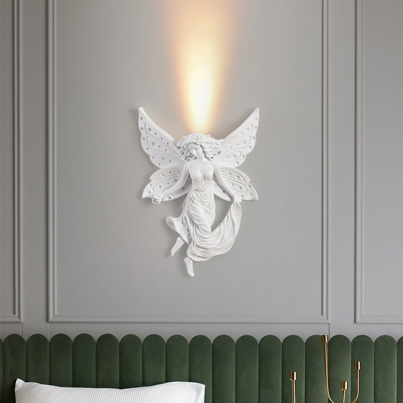 Traditional French Angel Resin Design LED Wall Sconce Lamp For Living Room