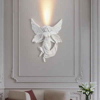 Traditional French Angel Resin Design LED Wall Sconce Lamp For Living Room