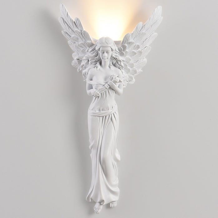 Traditional French Angel Resin Design LED Wall Sconce Lamp For Living Room