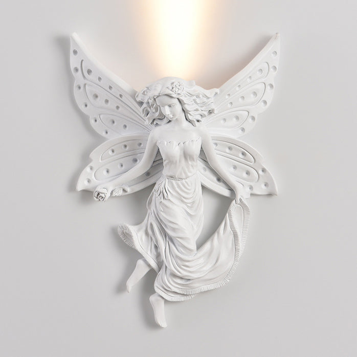 Traditional French Angel Resin Design LED Wall Sconce Lamp For Living Room