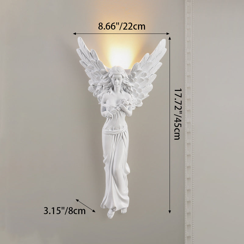 Traditional French Angel Resin Design LED Wall Sconce Lamp For Living Room