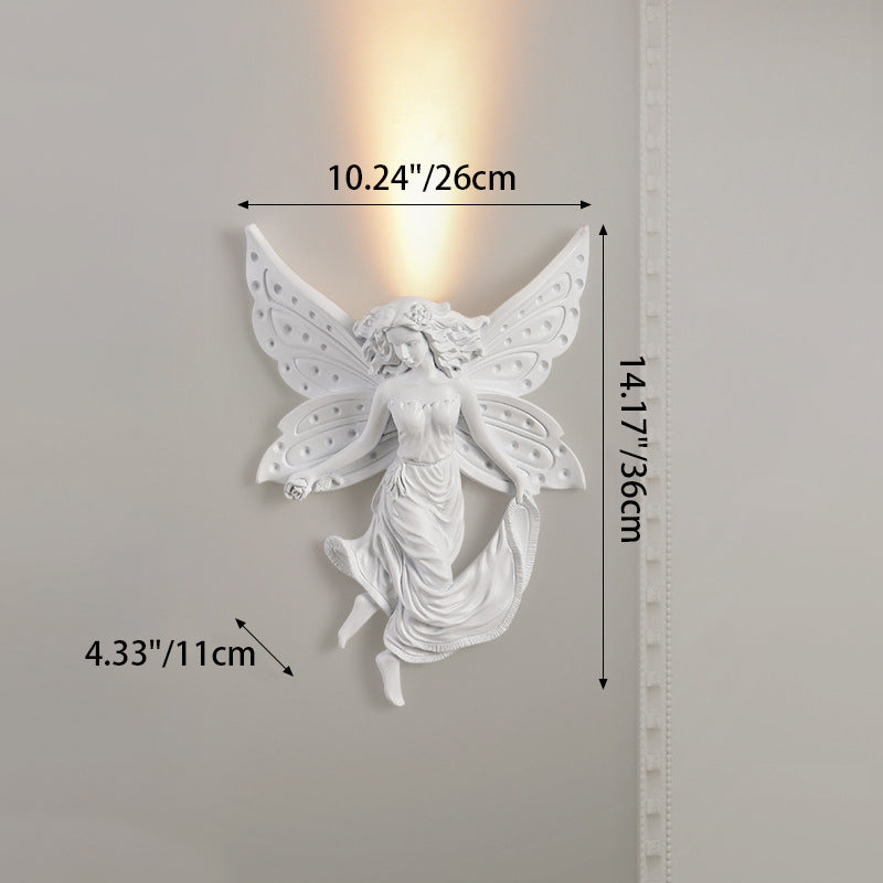 Traditional French Angel Resin Design LED Wall Sconce Lamp For Living Room