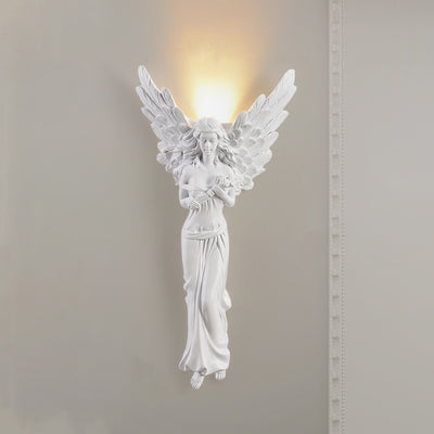 Traditional French Angel Resin Design LED Wall Sconce Lamp For Living Room