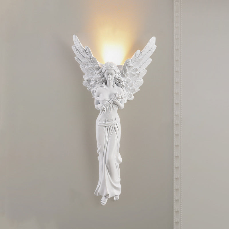 Traditional French Angel Resin Design LED Wall Sconce Lamp For Living Room