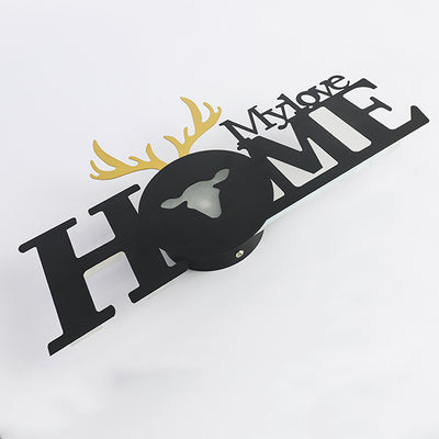 Contemporary Creative Letters Antler Decoration Iron Acrylic LED Wall Sconce Lamp For Living Room