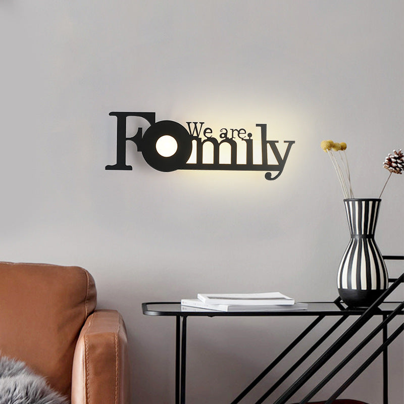 Contemporary Creative Letters Antler Decoration Iron Acrylic LED Wall Sconce Lamp For Living Room