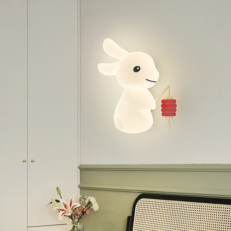 Contemporary Creative Animal Rabbit Carrot PE Iron LED Wall Sconce Lamp For Living Room