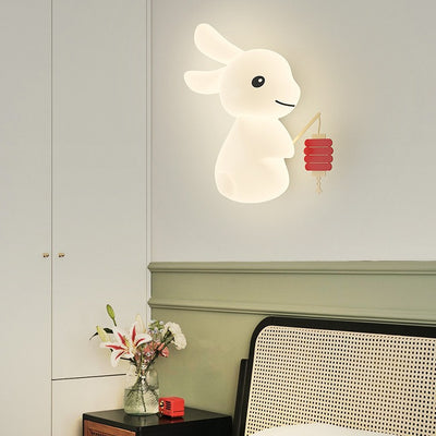 Contemporary Creative Animal Rabbit Carrot PE Iron LED Wall Sconce Lamp For Living Room