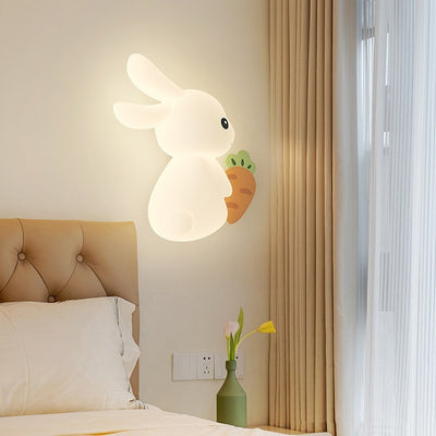 Contemporary Creative Animal Rabbit Carrot PE Iron LED Wall Sconce Lamp For Living Room