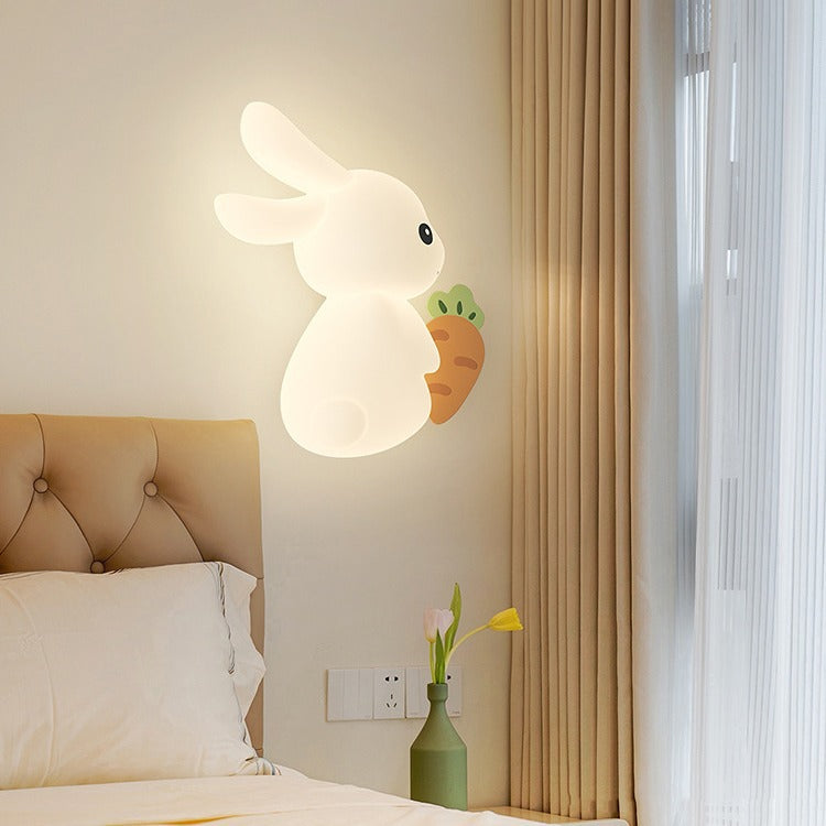 Contemporary Creative Animal Rabbit Carrot PE Iron LED Wall Sconce Lamp For Living Room