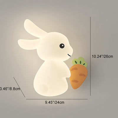 Contemporary Creative Animal Rabbit Carrot PE Iron LED Wall Sconce Lamp For Living Room