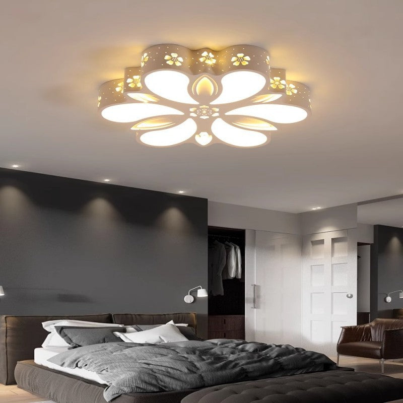 Contemporary Creative Iron Acrylic Flower Shade LED Flush Mount Ceiling Light For Bedroom