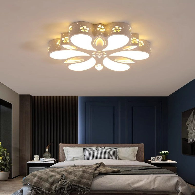 Contemporary Creative Iron Acrylic Flower Shade LED Flush Mount Ceiling Light For Bedroom