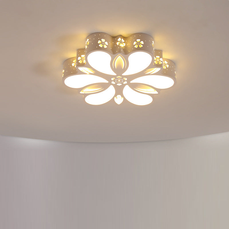 Contemporary Creative Iron Acrylic Flower Shade LED Flush Mount Ceiling Light For Bedroom