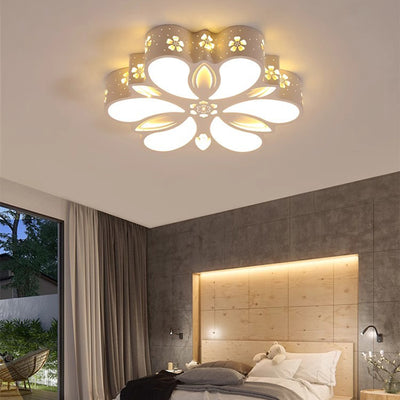 Contemporary Creative Iron Acrylic Flower Shade LED Flush Mount Ceiling Light For Bedroom