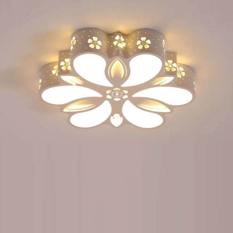 Contemporary Creative Iron Acrylic Flower Shade LED Flush Mount Ceiling Light For Bedroom