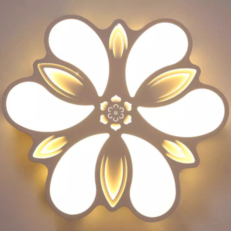 Contemporary Creative Iron Acrylic Flower Shade LED Flush Mount Ceiling Light For Bedroom